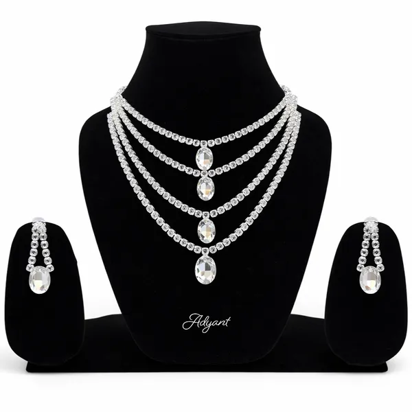 Adyant_Jewels_Silver-Plated_4-Layer_White_Crystal_Necklace_Set_with_Matching_Drop_Earrings