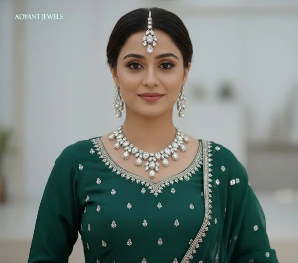 Adyant_Jewels_Silver-Plated_Teardrop_Crystal_Necklace_Set_–_Elegant_Party_Wear_Choker_with_Matching_Earrings_&_Maang_Tikka_–_Premium_Statement_Jewelry_for_Women