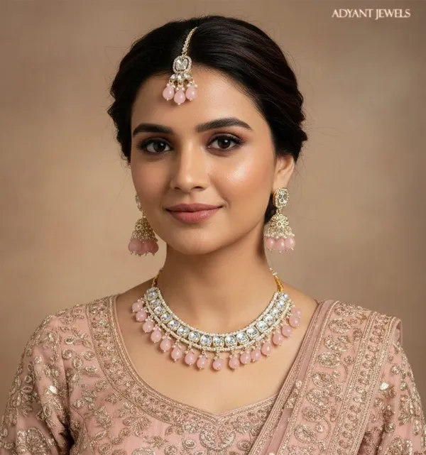 Adyant_Jewels_Traditional_Gold-Plated_Choker_Set_with_Pink_Onyx_Beads_–_Kundan-Style_Necklace_with_Jhumka_Earrings_&_Maang_Tikka_–_Premium_Festive_Party_Wear
