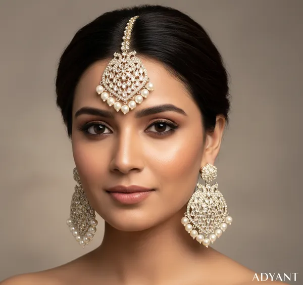 Adyant_Jewels_Kundan_Maang_Tikka_&_Pearl_Chandbali_Earring_Set