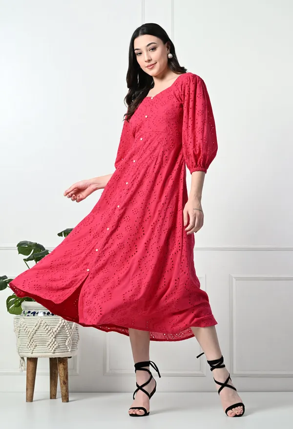 Magenta_Hakoba_Cotton_Premium_Dress_For_Women