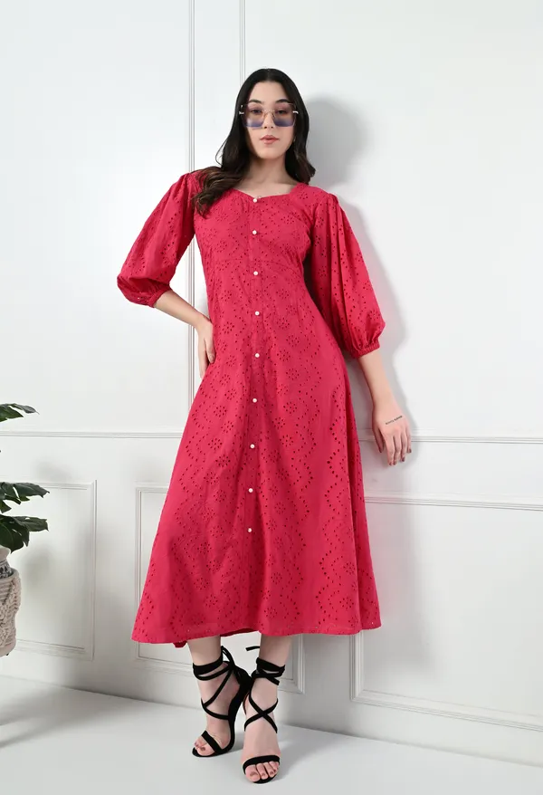 Magenta_Hakoba_Cotton_Premium_Dress_For_Women