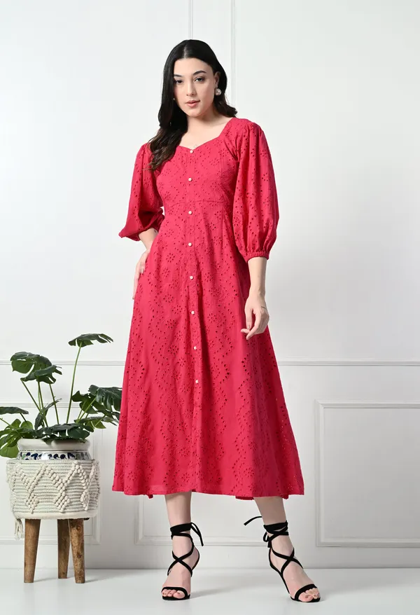 Magenta_Hakoba_Cotton_Premium_Dress_For_Women