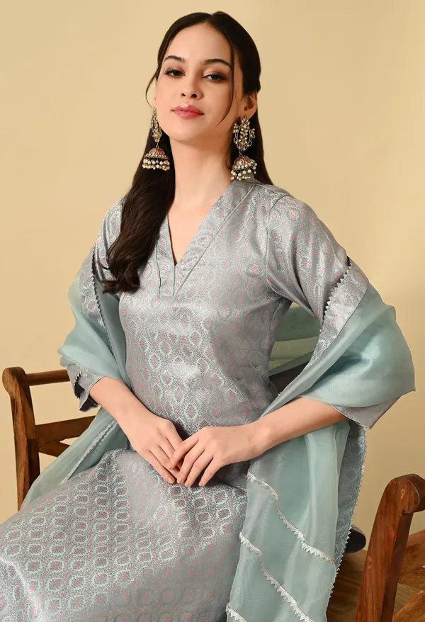 Blue_Brocade_Premium_Suit_Set_For_Women