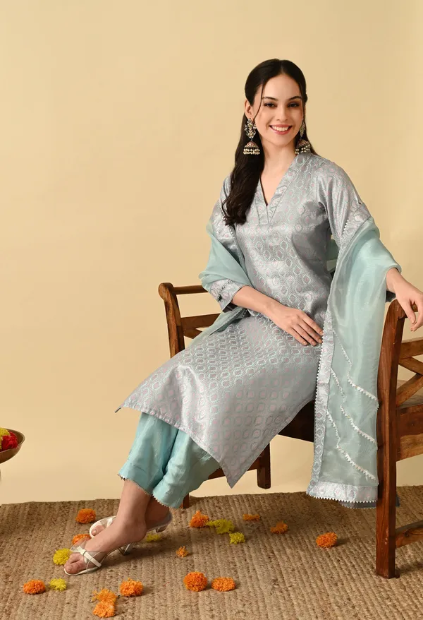 Blue_Brocade_Premium_Suit_Set_For_Women