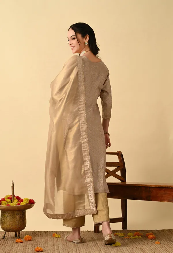 Desert_Tan_Brocade_Premium_Suit_Set_For_Women