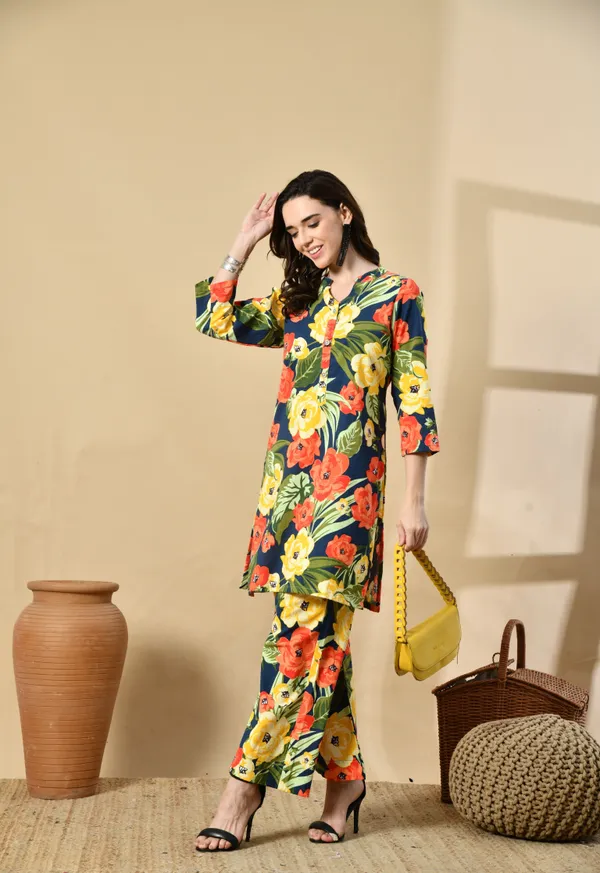 Yellow_Bloom_Cotton_Premium_Co-Ord_Set_For_Women