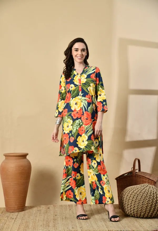 Yellow_Bloom_Cotton_Premium_Co-Ord_Set_For_Women