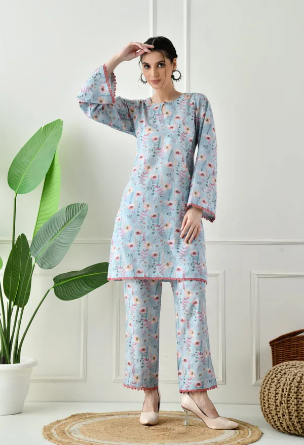 Floral_Blue_Cotton_Premium_Set_For_Women