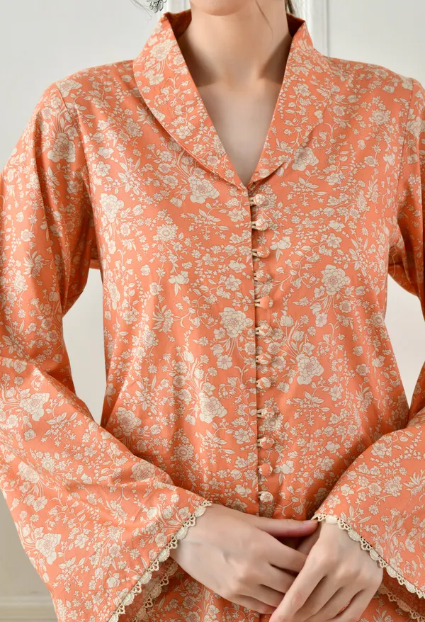 Orange_Floral_Cotton_Premium_Suit_Set_For_Women