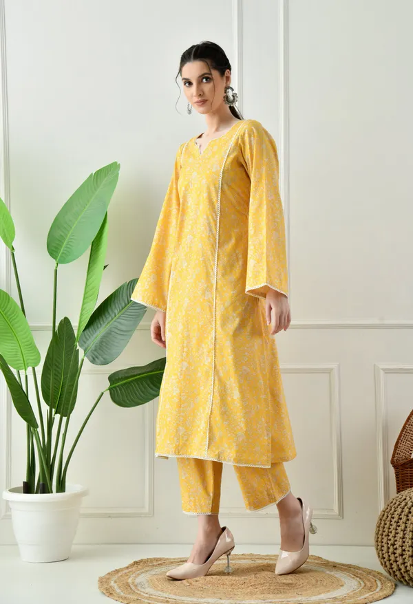 Yellow_Floral_Cotton_Premium_Suit_Set_For_Women