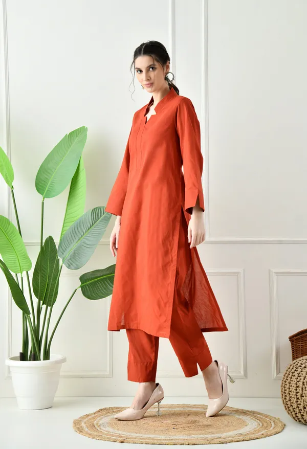 Rust_Cotton_Premium_Co-Ord_Set_For_Women