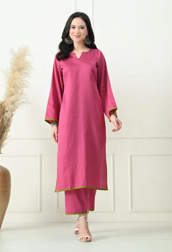 Deep_Pink_Cotton_Premium_Co-Ord_Set_For_Women