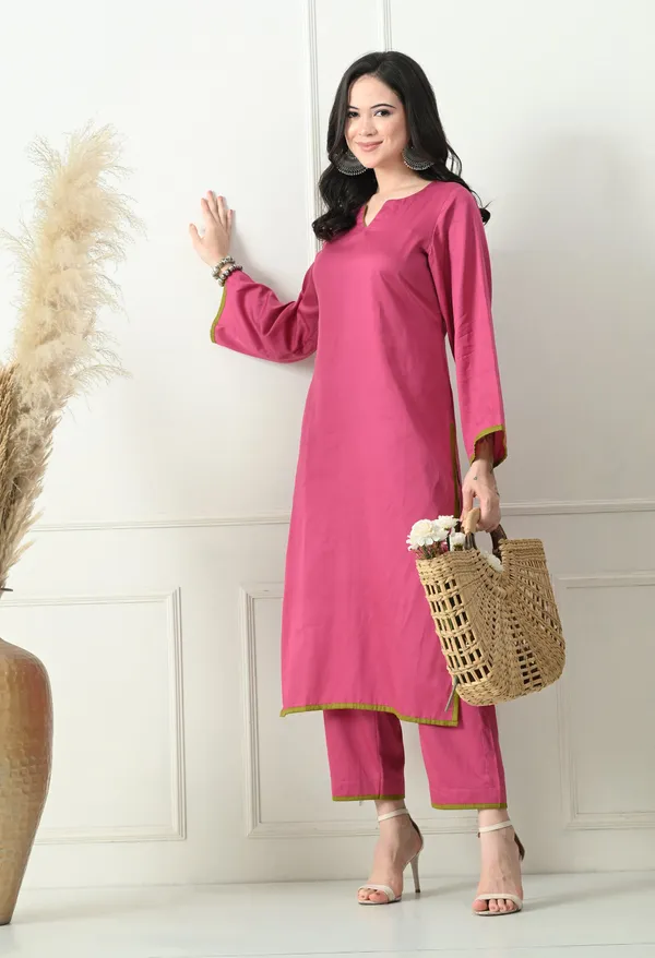 Deep_Pink_Cotton_Premium_Co-Ord_Set_For_Women