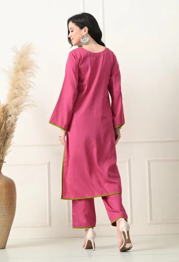 Deep_Pink_Cotton_Premium_Co-Ord_Set_For_Women