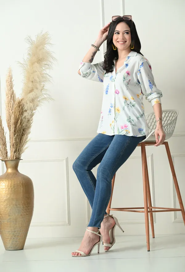 White_Ivory_Bloom_Premium_Shirt_For_Women
