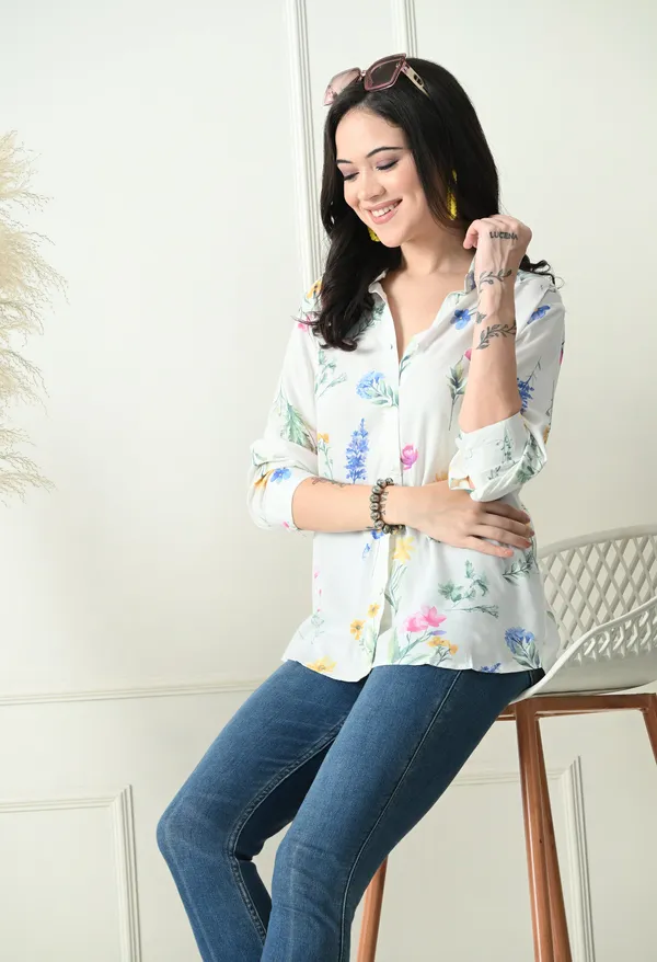 White_Ivory_Bloom_Premium_Shirt_For_Women