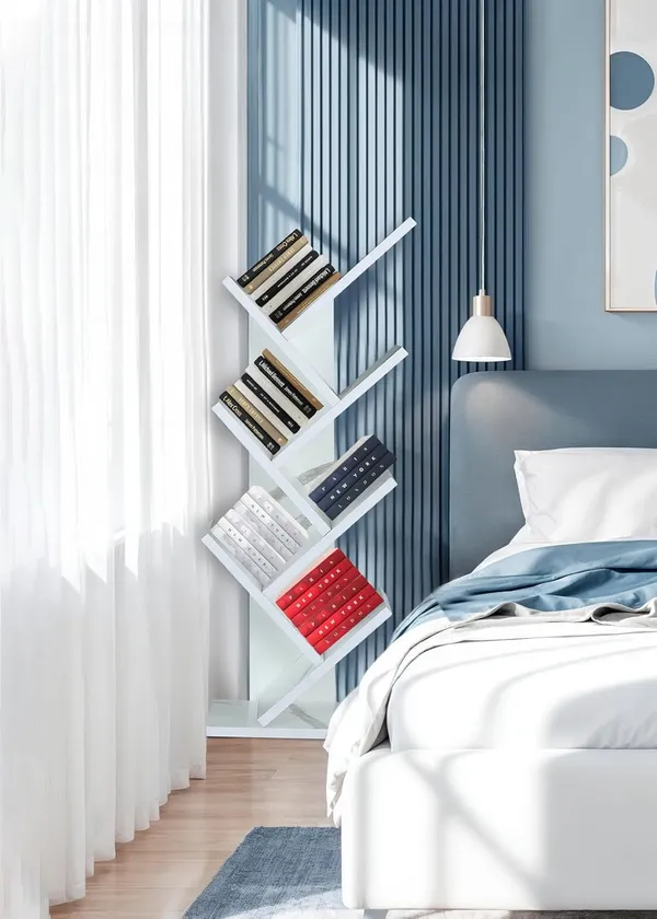 Engineered_Wooden_Book_Rack,Space_Saver_Book_Shelf_For_Home_Living_Room_And_Office_Table_Top_Free_Standing_Organizer,Laminated_Finish_Modern_Book_Shelve_(7Tier_White_Marble)(Do-It-Yourself)