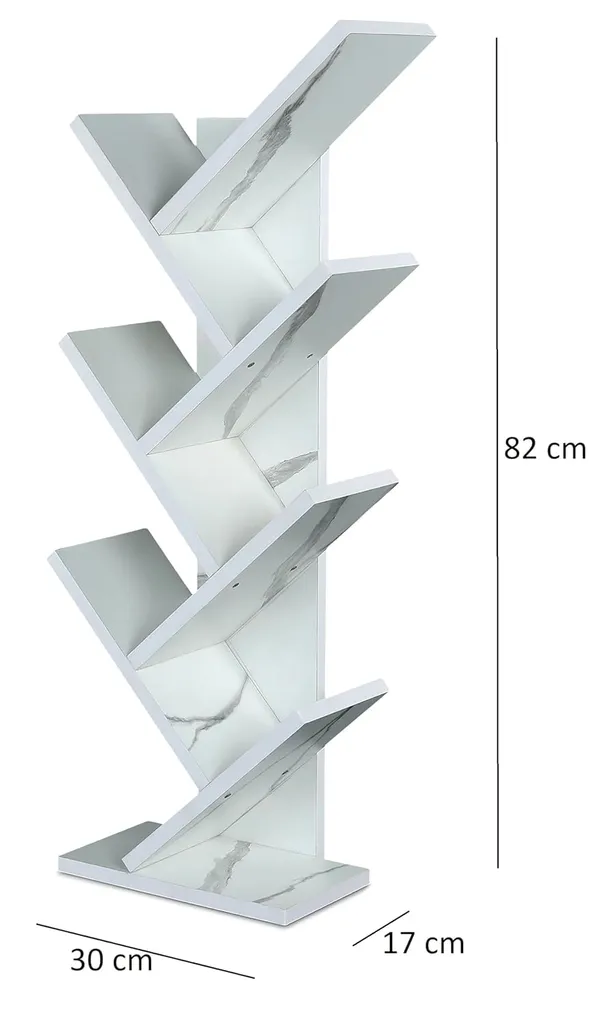 Engineered_Wooden_Book_Rack,Space_Saver_Book_Shelf_For_Home_Living_Room_And_Office_Table_Top_Free_Standing_Organizer,Laminated_Finish_Modern_Book_Shelve_(7Tier_White_Marble)(Do-It-Yourself)