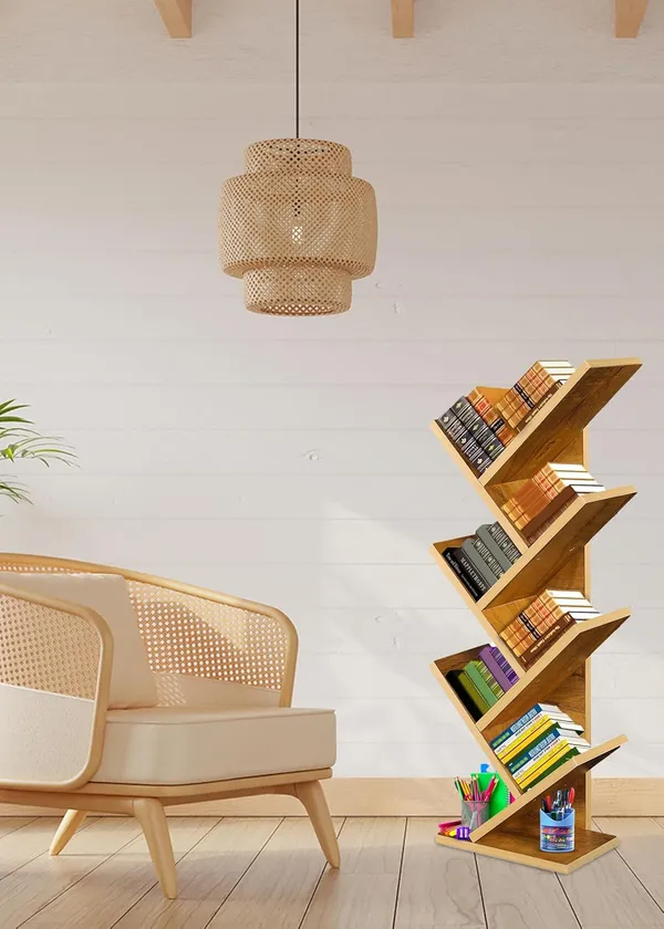Engineered_Wooden_Book_Rack,Space_Saver_Book_Shelf_For_Home_Living_Room_And_Office_Table_Top_Free_Standing_Organizer,Laminated_Finish_Modern_Book_Shelve_(7_Tier_Yellow)(Do-It-Yourself)