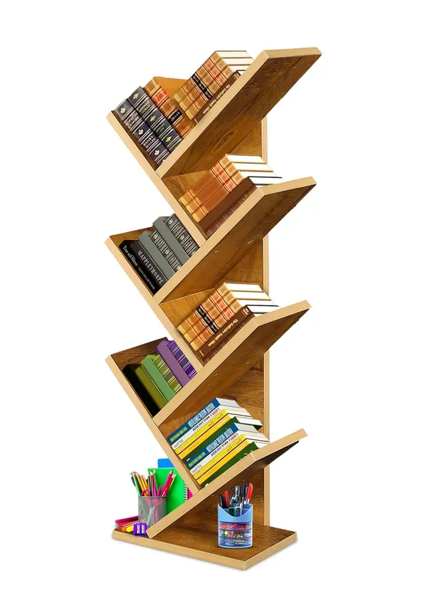 Engineered_Wooden_Book_Rack,Space_Saver_Book_Shelf_For_Home_Living_Room_And_Office_Table_Top_Free_Standing_Organizer,Laminated_Finish_Modern_Book_Shelve_(7_Tier_Yellow)(Do-It-Yourself)