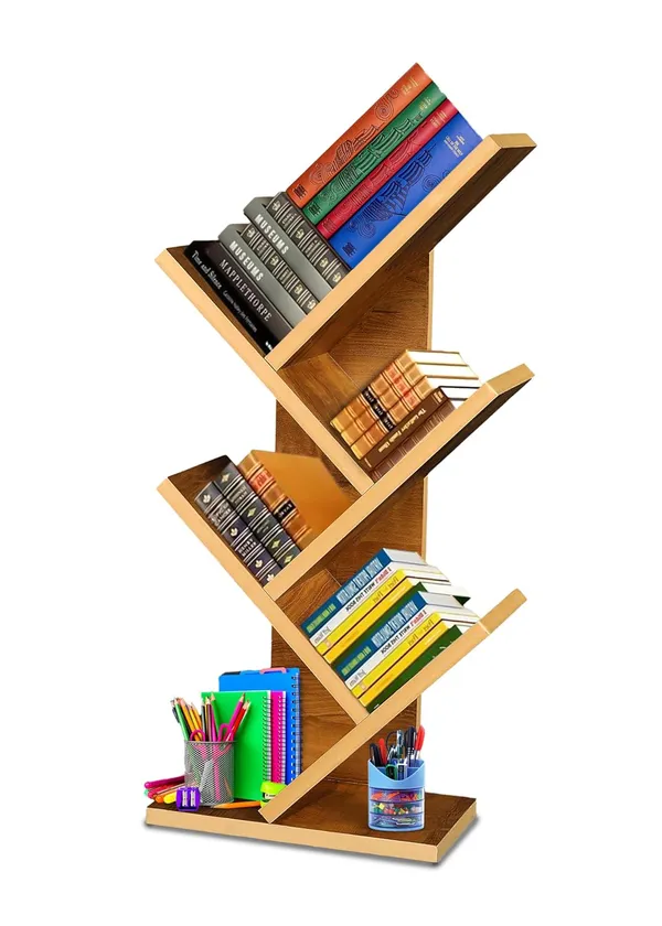 Engineered_Wooden_Book_Rack,Space_Saver_Book_Shelf_For_Home_Living_Room_And_Office_Table_Top_Free_Standing_Organizer,Laminated_Finish_Modern_Book_Shelve_(5Tier_Yellow)(Do-It-Yourself)