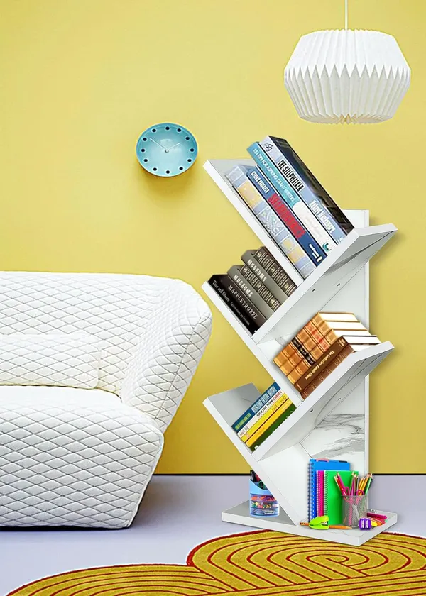 Engineered_Wooden_Book_Rack,Space_Saver_Book_Shelf_For_Home_Living_Room_And_Office_Table_Top_Free_Standing_Organizer,Laminated_Finish_Modern_Book_Shelve_(5Tier_White)(Do-It-Yourself)