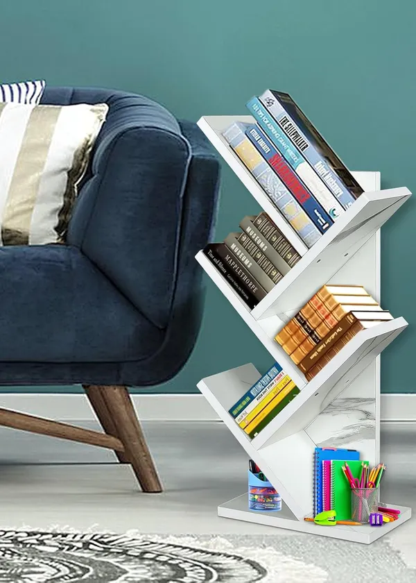 Engineered_Wooden_Book_Rack,Space_Saver_Book_Shelf_For_Home_Living_Room_And_Office_Table_Top_Free_Standing_Organizer,Laminated_Finish_Modern_Book_Shelve_(5Tier_White)(Do-It-Yourself)