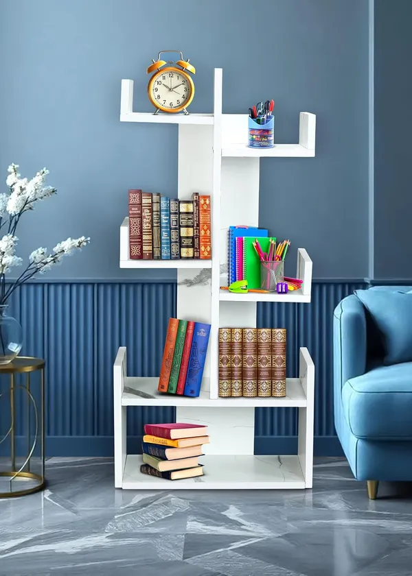 Tree_Bookshelf_Floor_Standing_Bookcase_Free_Standing_Multipurpose_Storage_Rack_For_Books_Magazines_Organizer_Showcase_Diy(Do-It-Yourself)_(Kurtiz_-_White,_Kurtiz)