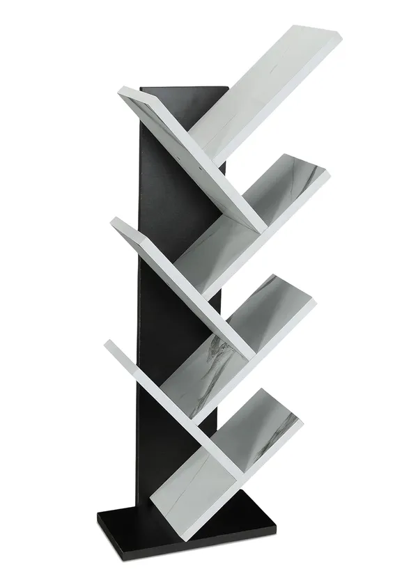 Tree_Bookshelf_Floor_Standing_Bookcase_Free_Standing_Multipurpose_Storage_Rack_For_Books_Magazines_Organizer_Showcase_Diy_(Do-It-Yourself)(7_Tier_-_Bk&Wh,_7_Tier)