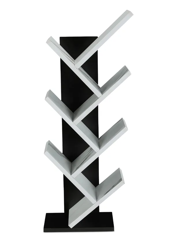 Tree_Bookshelf_Floor_Standing_Bookcase_Free_Standing_Multipurpose_Storage_Rack_For_Books_Magazines_Organizer_Showcase_Diy_(Do-It-Yourself)(7_Tier_-_Bk&Wh,_7_Tier)