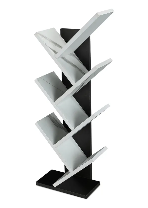 Tree_Bookshelf_Floor_Standing_Bookcase_Free_Standing_Multipurpose_Storage_Rack_For_Books_Magazines_Organizer_Showcase_Diy_(Do-It-Yourself)(7_Tier_-_Bk&Wh,_7_Tier)