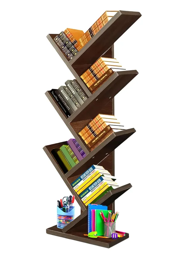 Tree_Bookshelf_Floor_Standing_Bookcase_Free_Standing_Multipurpose_Storage_Rack_For_Books_Magazines_Organizer_Showcase_Diy(Do-It-Yourself)__(7_Tier)
