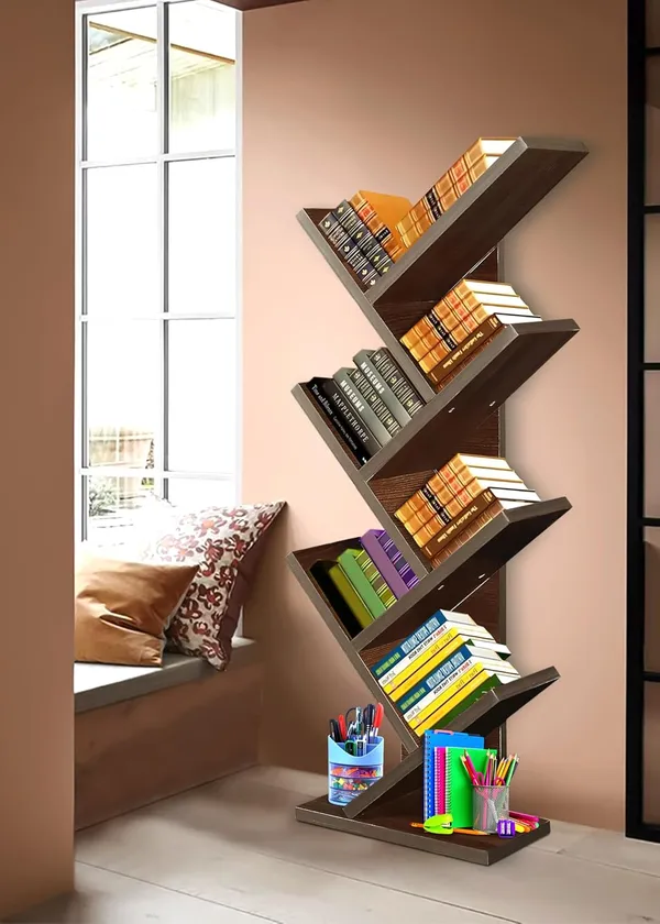 Tree_Bookshelf_Floor_Standing_Bookcase_Free_Standing_Multipurpose_Storage_Rack_For_Books_Magazines_Organizer_Showcase_Diy(Do-It-Yourself)__(7_Tier)