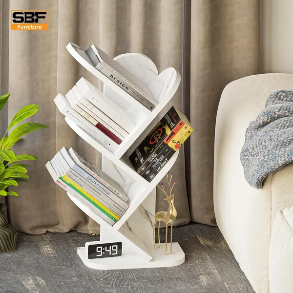 Tree_Bookshelf_Floor_Standing_Bookcase_Free_Standing_Multipurpose_Storage_Rack_For_Books_Magazines_Organizer_Showcase_Diy_(Do-It-Yourself)(5_Tier_Round_White,_5_Tier_Round)