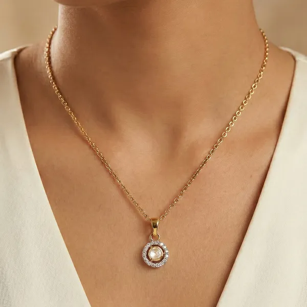18k_Gold_Plated_925_Sterling_Silver_Noor_Chakra_Polki_CZ_Pendant_Only_For_Women