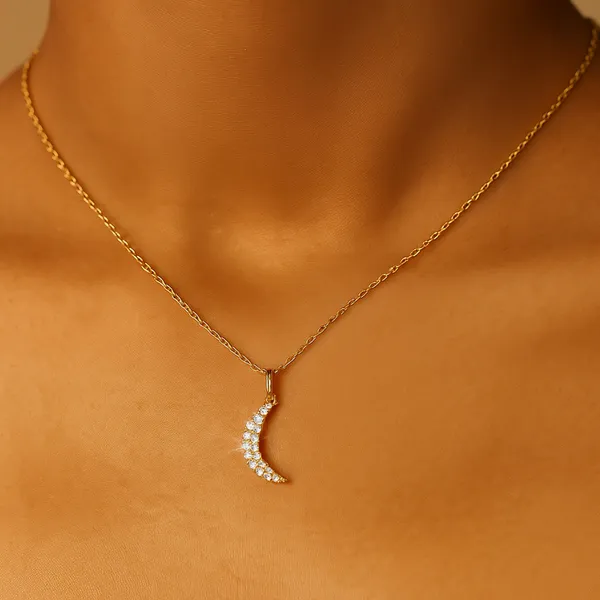 18K_Gold_Plated_925_Sterling_Silver_Pendant_Crescent_Shine_Pendant_Only_For_Women_With_Chain