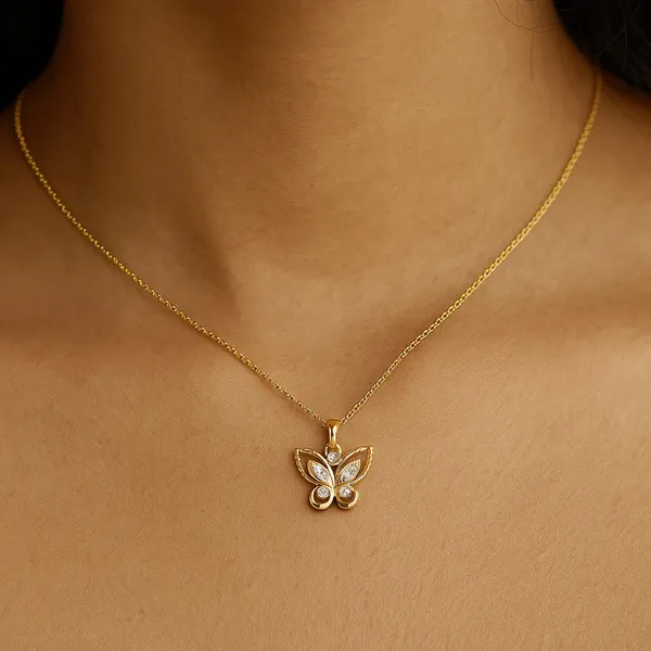 18K_Gold_Plated_925_Sterling_Silver_Whispering_Wings_Pendant_Only_For_Women_With_Chain