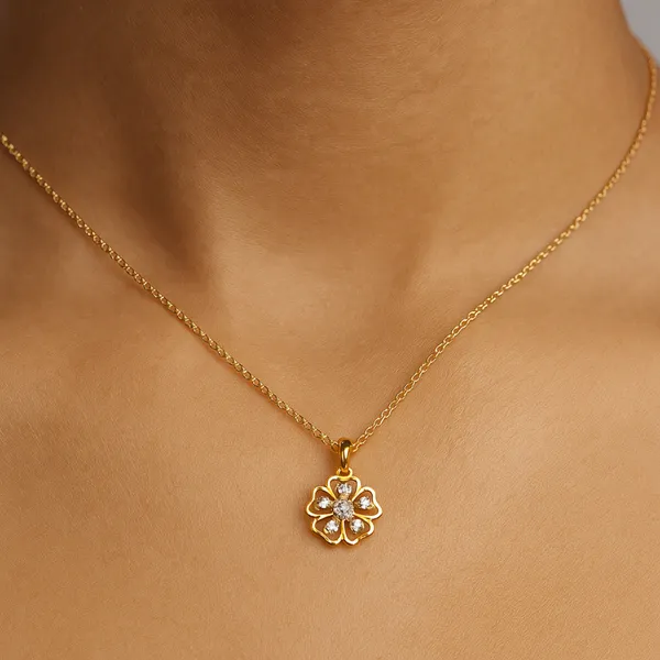 18K_Gold_Plated_925_Sterling_Silver_Blooming_Grace_Pendant_Only_For_Women_With_Chain