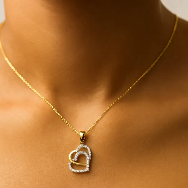 18K_Gold_Plated_925_Sterling_Silver_Soulmate'S_Heart_Pendant_Only_For_Women_With_Chain