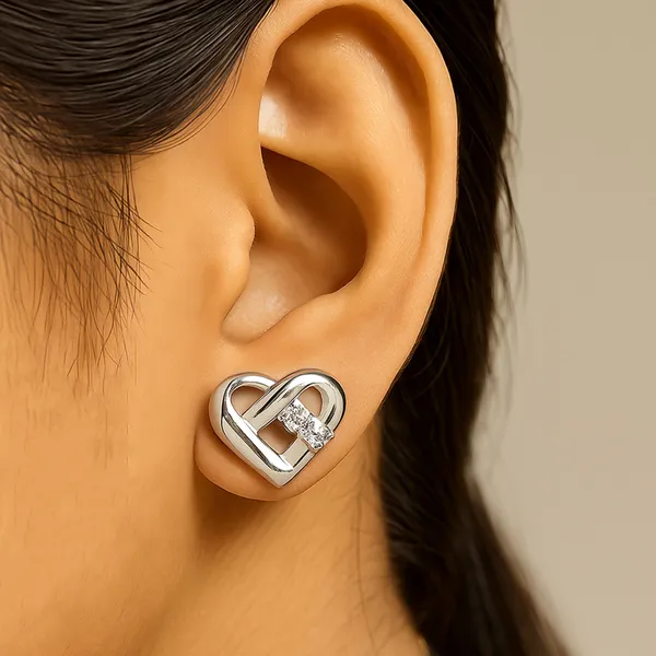 925_Sterling_Silver_Sweetheart_Stud_Cz_Earrings_For_Women