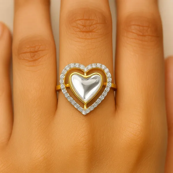 18K_Gold_Plated_925_Sterling_Silver_Golden_Heart_Polki_Ring_For_Women