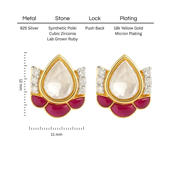 18K_Gold_Plated_925_Sterling_Silver_Ruby_Lotus_Polki_Earring_For_Women