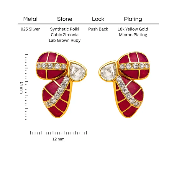 18K_Gold_Plated_925_Sterling_Silver_Crimson_Wing_Polki_Earring_For_Women
