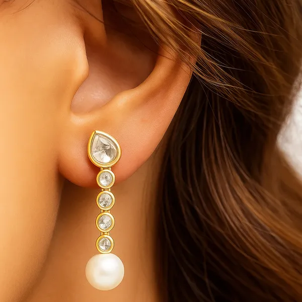 18K_Gold_Plated_925_Sterling_Silver_Raindrop_Elegance_Polki_Earring_For_Women