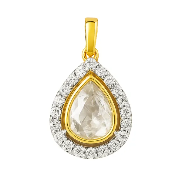 18K_Gold_Plated_925_Sterling_Silver_Eternal_Teardrop_Polki_Pendant_Only_For_Women_With_Chain