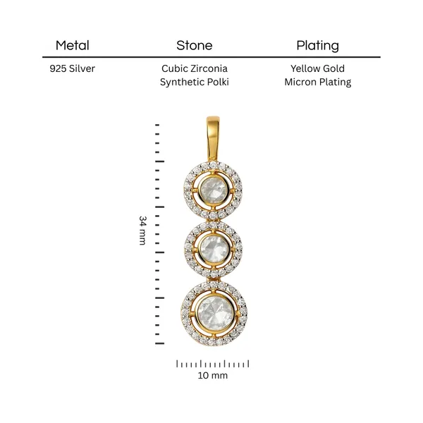 18K_Gold_Plated_925_Sterling_Silver_Gilded_Orbit_Polki_Pendant_Only_For_Women_With_Chain