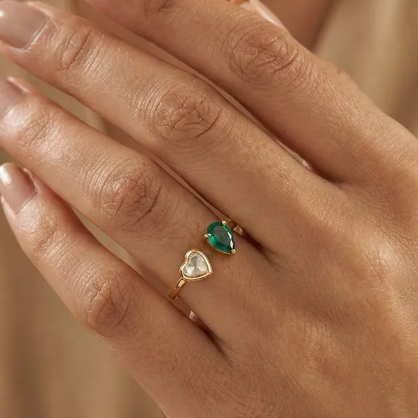 18K_Gold_Plated_925_Sterling_Silver_Hridya_Emerald_Polki_Ring_For_Women