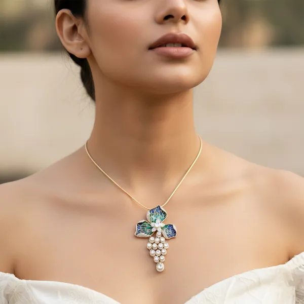 18K_Gold_Plated_925_Sterling_Silver_Mayura_Bloom_Necklace_Set_with_Earrings_for_Women