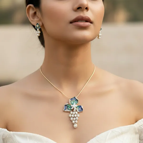 18K_Gold_Plated_925_Sterling_Silver_Mayura_Bloom_Necklace_Set_with_Earrings_for_Women